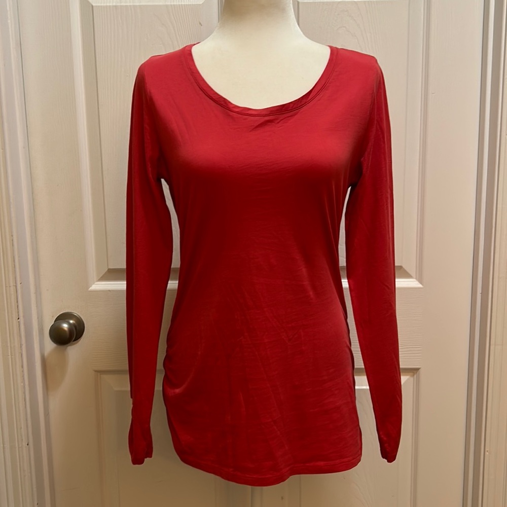 Garnet Hill Prima cotton ruched side tee szM